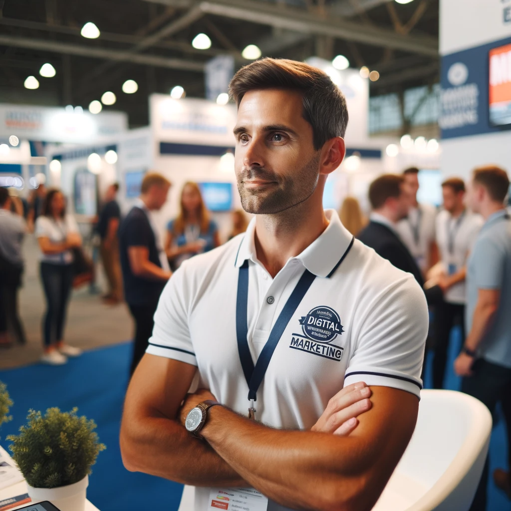 Alex at a marketing expo