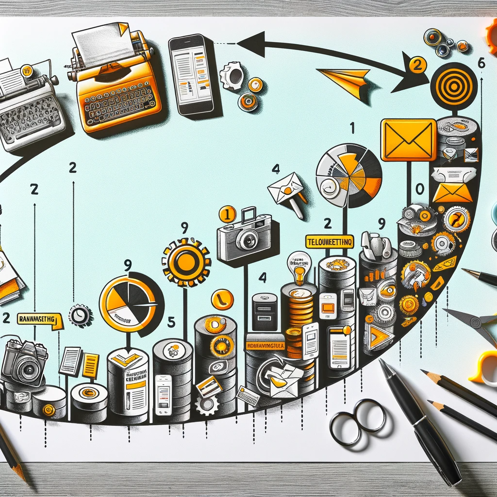 Diagram illustrating the transition from traditional to digital techniques in direct response marketing