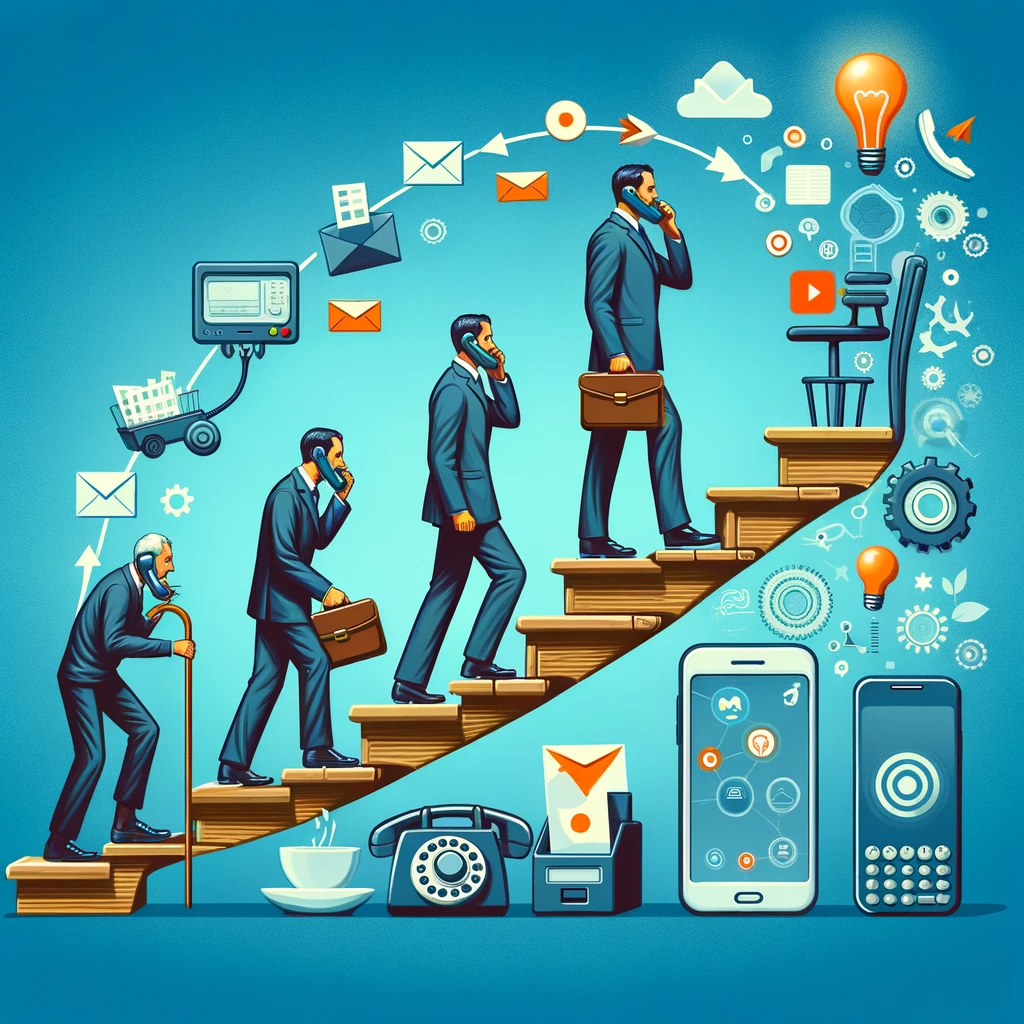 Illustration of the evolution in direct response marketing from traditional methods to digital platforms