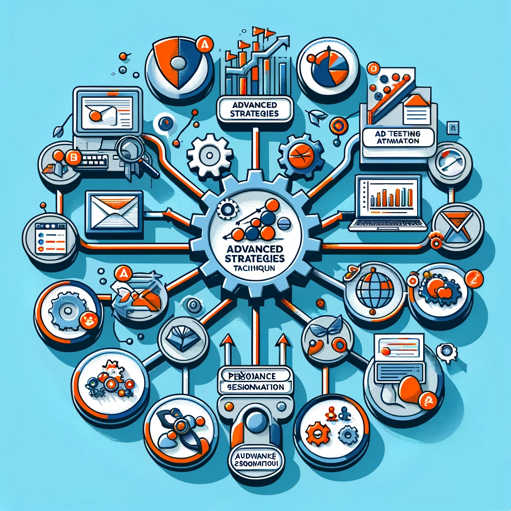 Diagram illustrating the interconnected advanced strategies in affiliate email marketing, including A/B testing, automation, and personalization