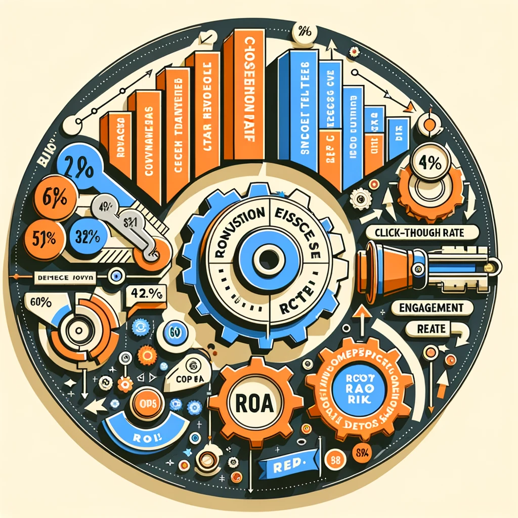 Diagram highlighting key metrics for measuring success in direct response marketing.