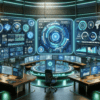 image that captures the concept of a futuristic digital marketing command center, symbolizing the advanced approach to microtargeting in modern marketing. This visual represents the sophisticated technology and data-driven strategies used in today's marketing landscape.