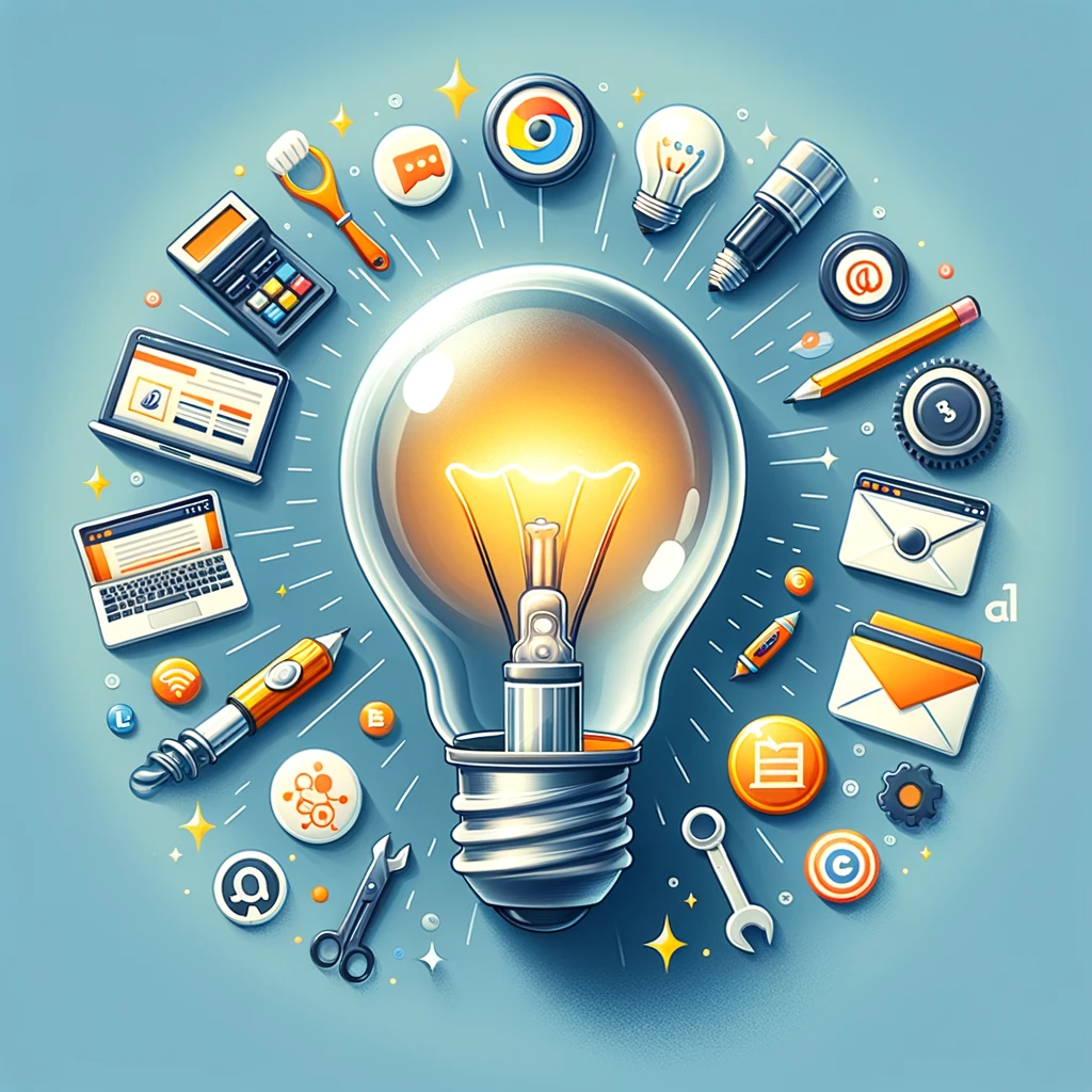 Light bulb moment illustrating non-social media affiliate marketing tools like blogs, emails, and SEO.