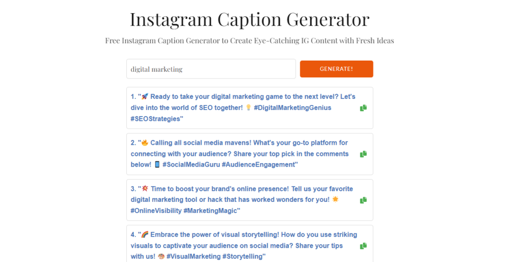 Intensed.com's Instagram Caption Generator